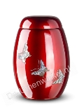 Kunststof fiberglas urn rood / vogels op tak