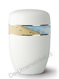 Design urn wit met voetstappen in het zand