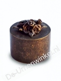 Bronzen mini urn met roos
