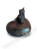 Bronzen mini urn met uil