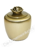 Bronzen mini urn met roosje