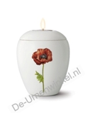 Mini urn keramiek met gedenklichtje / klaproos