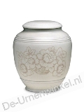Mini urn porselein wit met bloemen decoratie