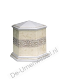 Mini urn porselein zeshoek wit en beige tinten