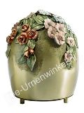 Bronzen urn met gekleurde bloemen