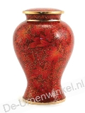 Cloisonne urn oranje / rood tinten met bladmotieven