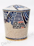 Cloisonne urn wit / blauw motieven