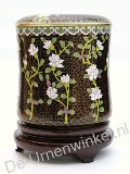 Cloisonne urn zwart met bloemen