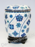 Cloisonne urn wit / blauw