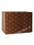 Fineer houten urn bruin blok motief