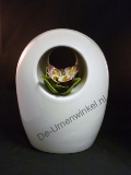 Keramische urn wit met bloemdecoratie vorstbestendig