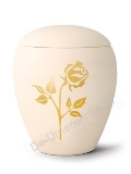 Keramische urn met decoratie goudkleurige roos