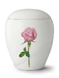 Keramiek urn wit met roze roos