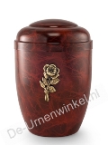 Staal urn wortelnoot bruin met roos