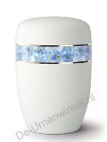 Design urn wit met decoratie vergeet me nietjes