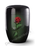 Design urn zwart met rode roos