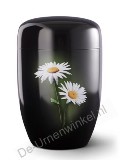 Design urn zwart met margrieten