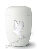 Metaal design urn wit met duif
