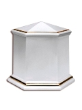 Porselein urn zeskant wit / goudkleurige belijning