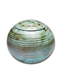 Porselein urn bolvorm groen / beige tinten